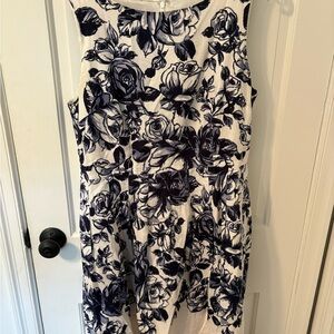 Talbots Navy and White Floral Dress